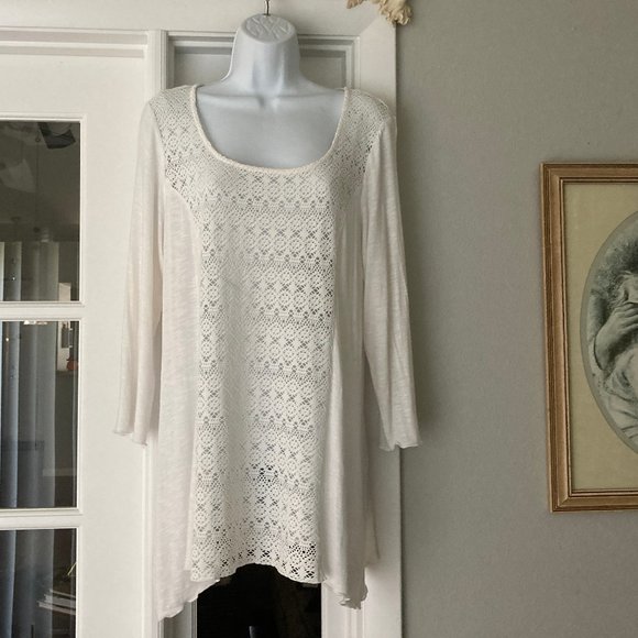 Miracelsuit White Cotton Lace Cover Up Tunic Blouse Medium - Picture 1 of 7